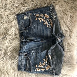 Free People Size 28 Distressed Jean Shorts Patch
